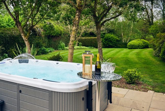 Large private hot tub in The Manor House garden