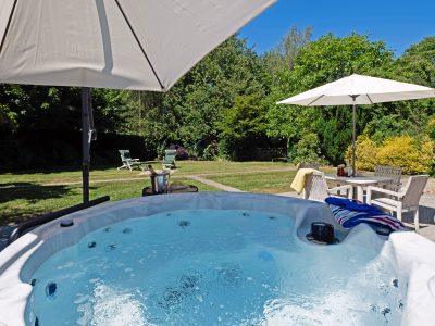 Garden Cottage: View from the hot tub of the private garden