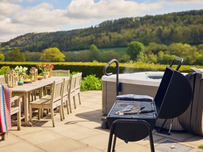 Pendennis: Patio area with garden furniture, BBQ & stunning views